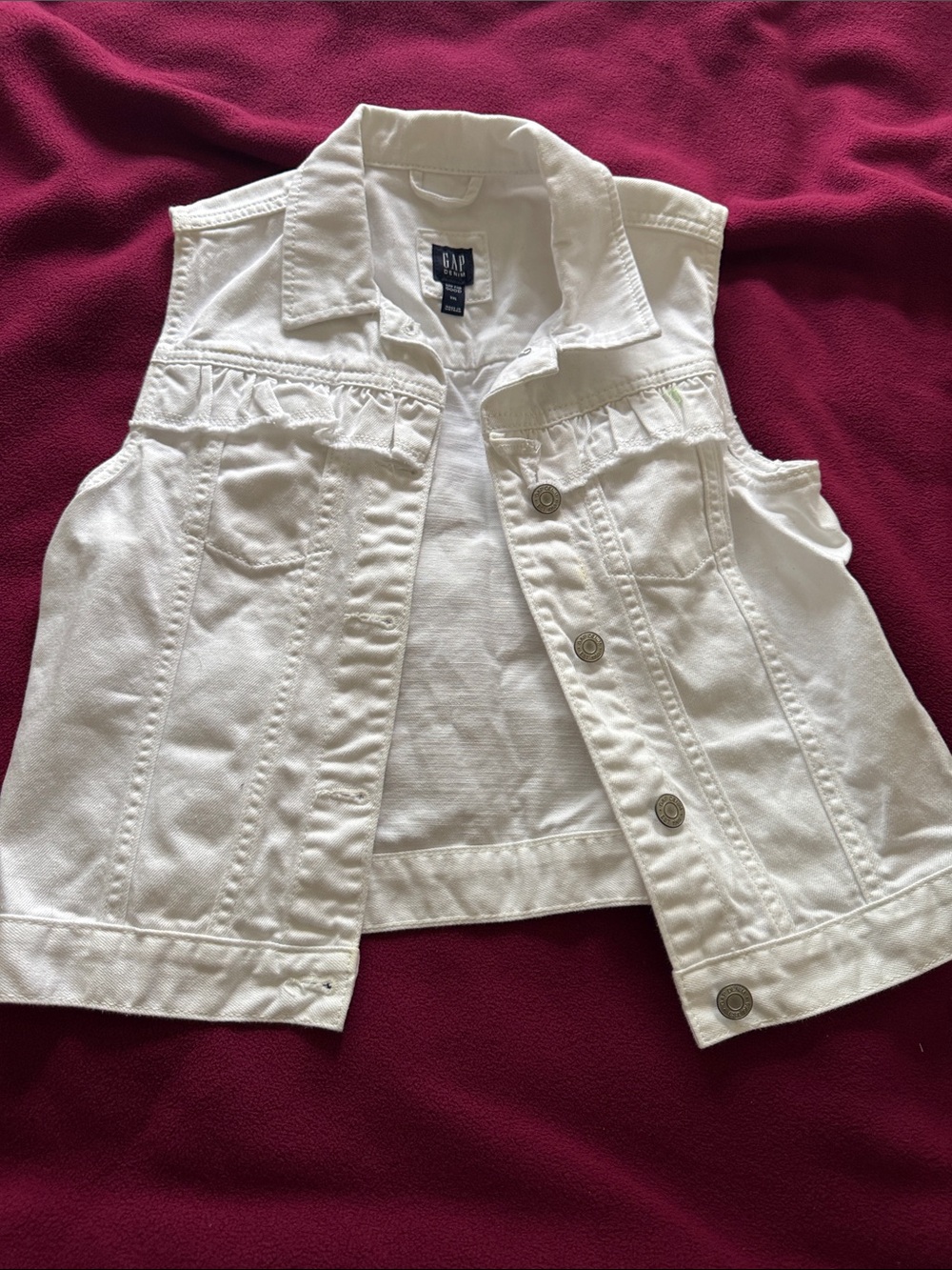 GAP Off-White Denim Button Vest